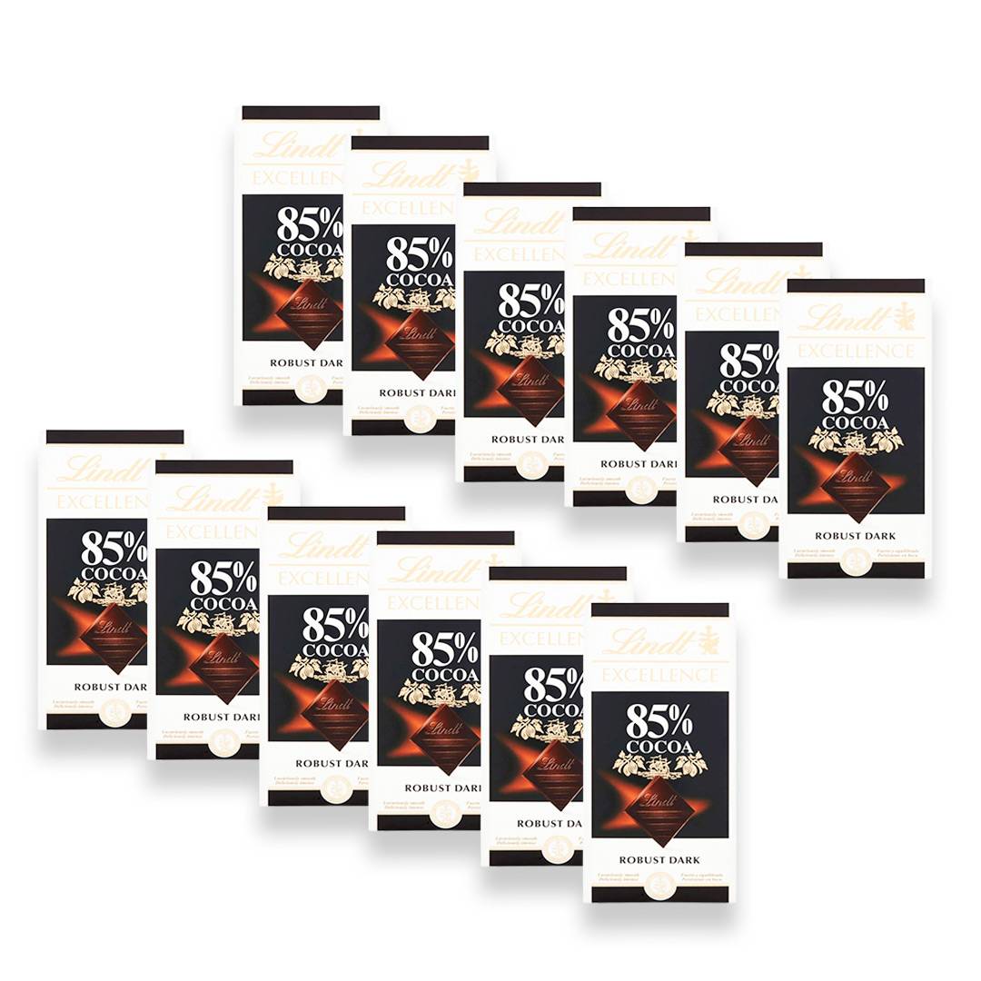 Lindt Excellence Dark 85% Cocoa Chocolate Bar 100g, 12 Pcs. 