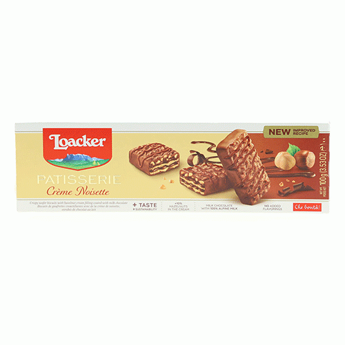 Loacker Patisserie Hazelnut Cream , chocolate coated specialty, 3.53oz 