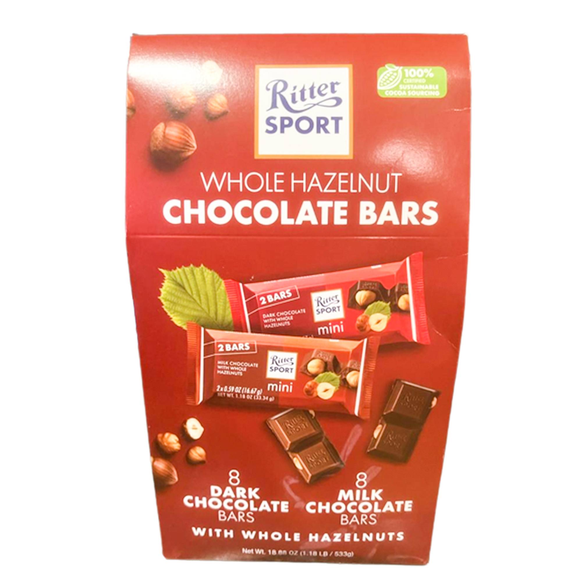 Ritter Sport Whole Haelut chocolate bars (Dark+Milk) 