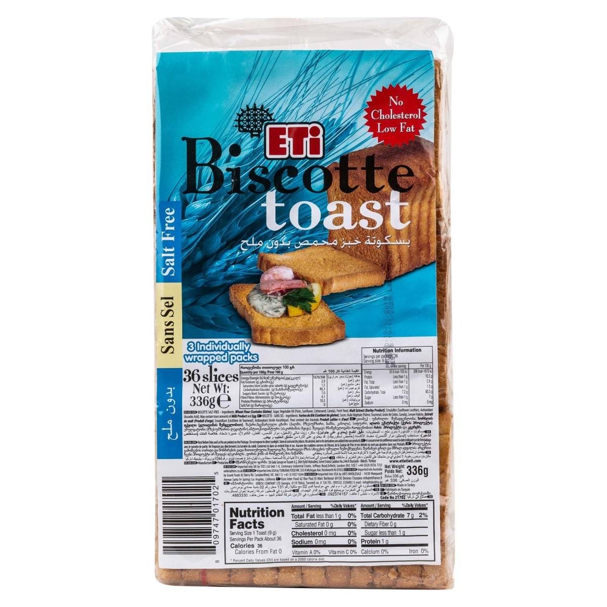 ETI Biscotte No Salt Toast 