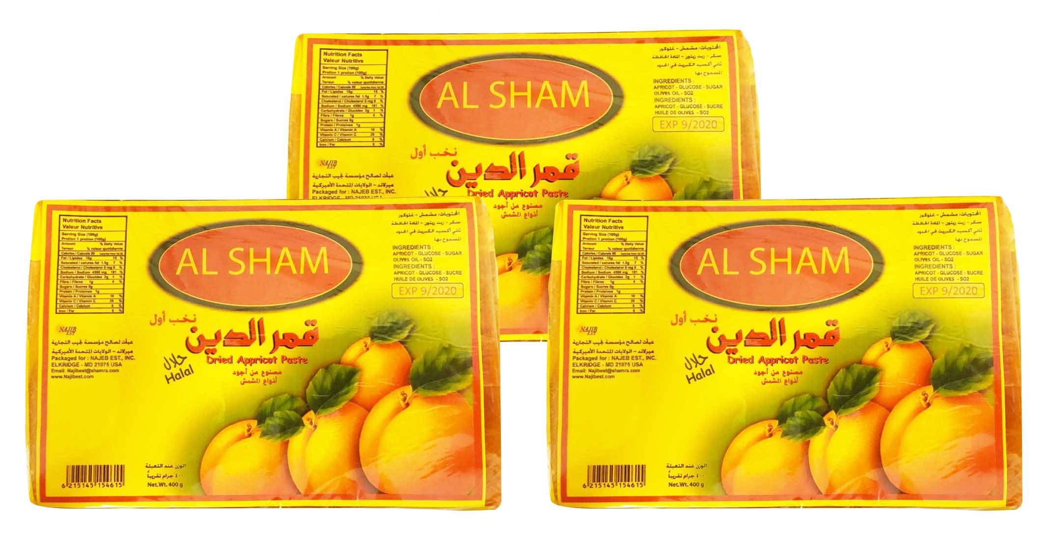 Al Sham Kamaredin Dried Apricot Paste - 400 gr. X 3 PK. 