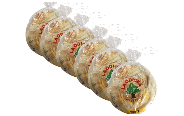 Laodicea Pita Bread Large White 6 x 6 Loaves(SHIP ON FRIDAYS)
