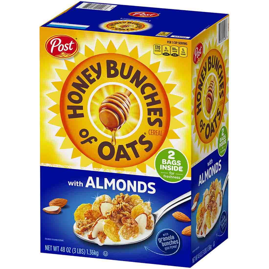 POST Honey Bunches of Oats with Almonds Cereal, 24 oz, 2-count