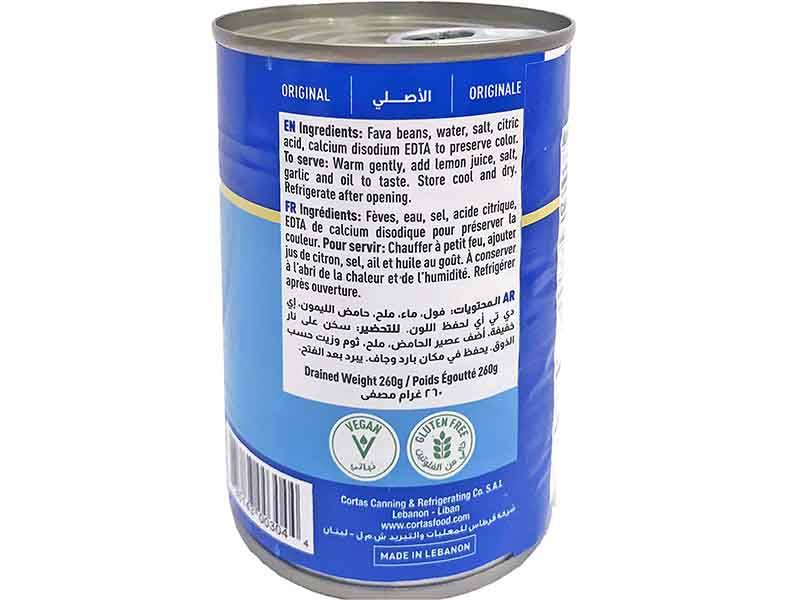 Cortas Fava Beans 14 Oz (12 PACK) - Cooked Foul Mudammas | Ready to Eat