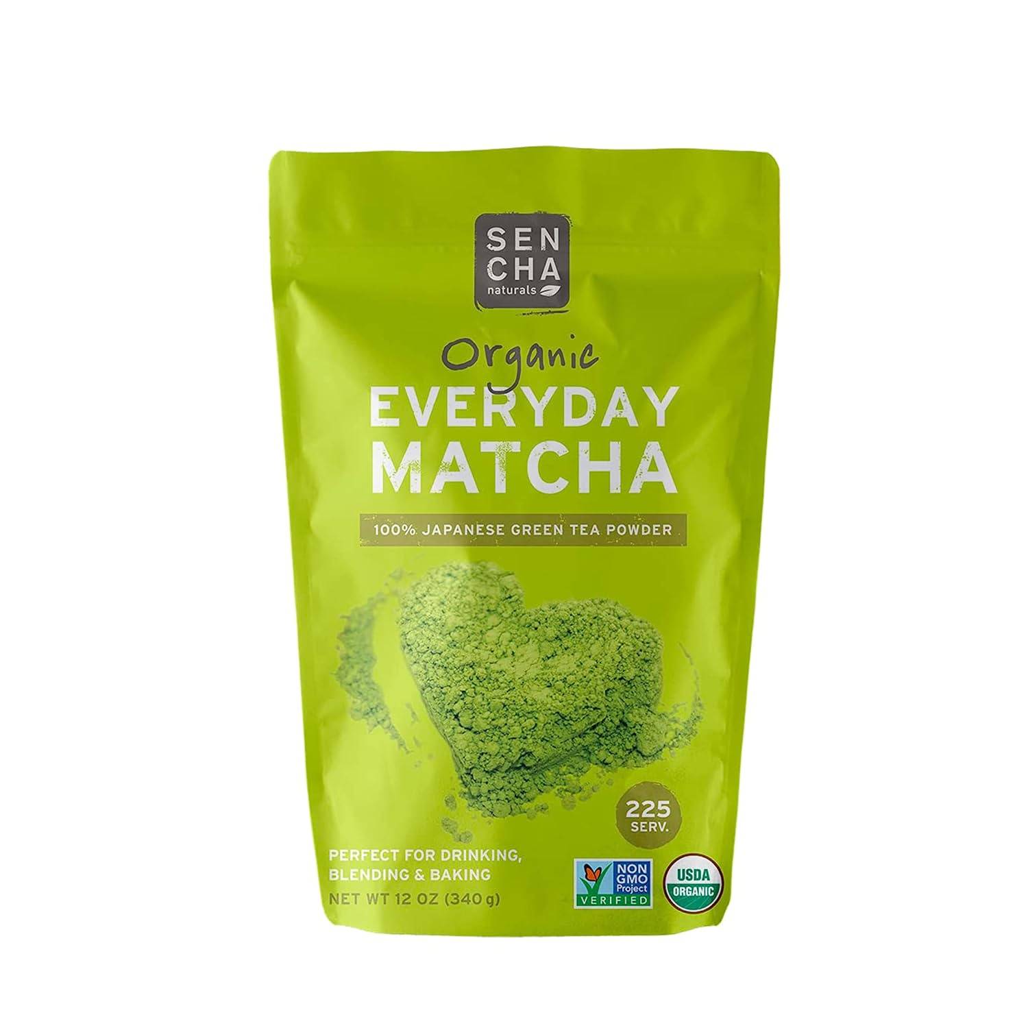 Sencha Naturals Organic Everyday Matcha Powder, Authentic Japanese Origin - Premium First and Second Harvest, 12 oz