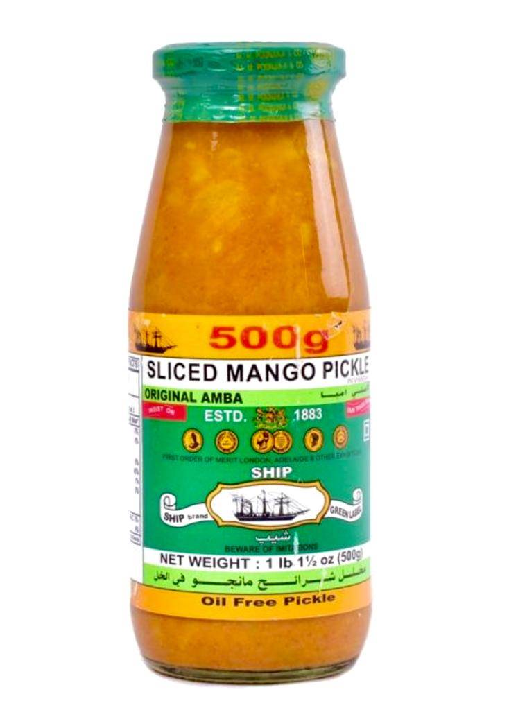 Ship Brand Sliced Mango Pickle In Vinegar, 500g.
