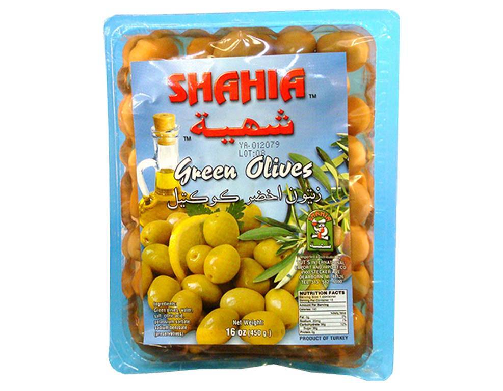 SHAHIA Turkish Green Olives - Vac Pac, 450g.