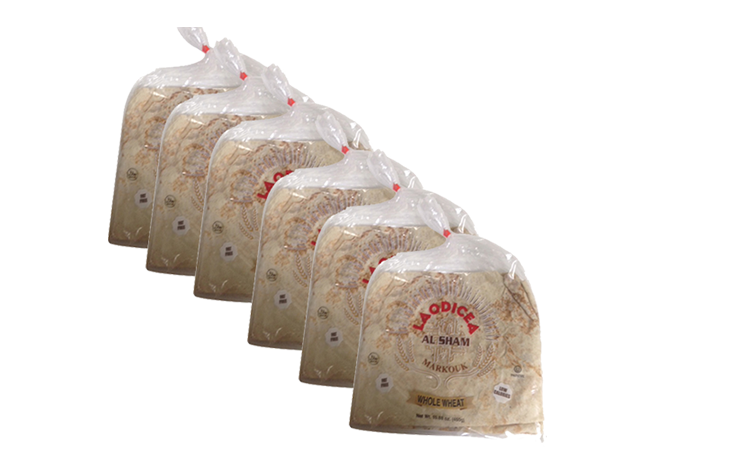 Laodicea Lavash Whole Wheat (Markok) 6 x 4 Loaves (SHIP ON FRIDAYS)