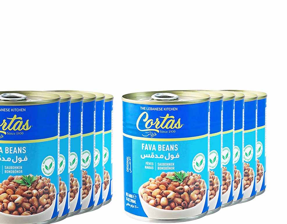 Cortas Fava Beans 14 Oz (12 PACK) - Cooked Foul Mudammas | Ready to Eat