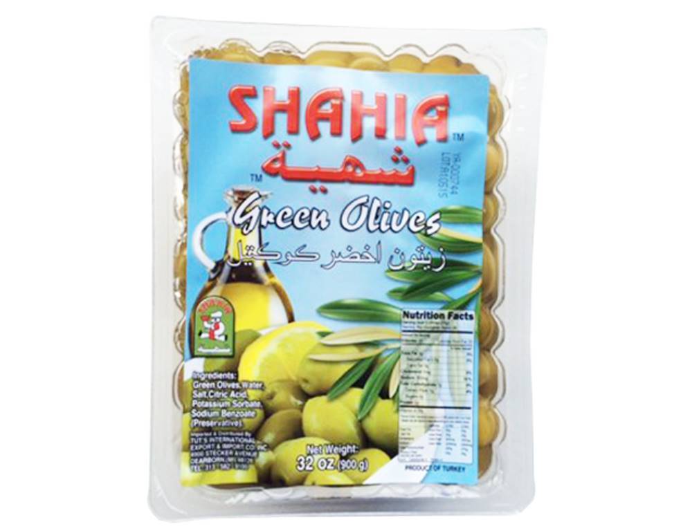 SHAHIA Turkish Green Olives - Vac Pac, 32oz.