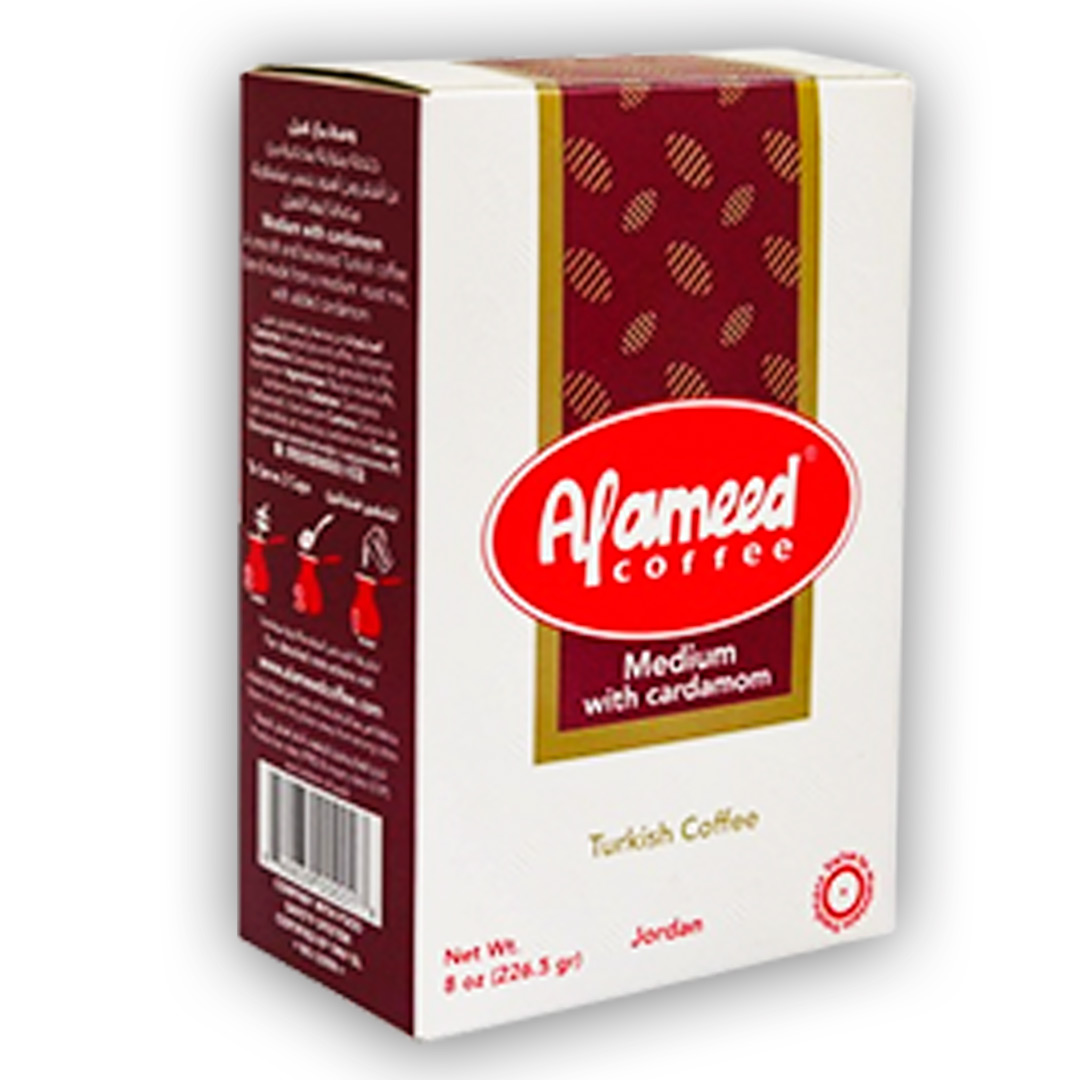Al Ameed Ground Coffee Medium Roast with Cardamom, 8 Oz.