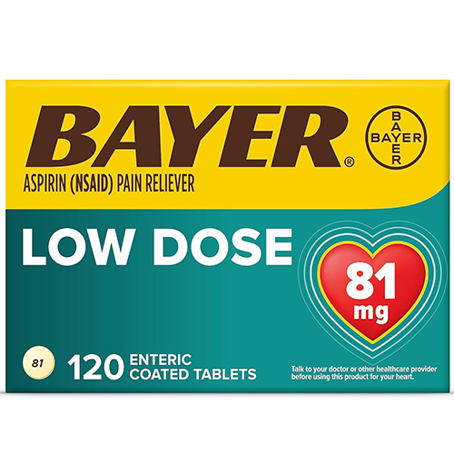 Bayer Aspirin Low Dose 81 mg 120 Count.