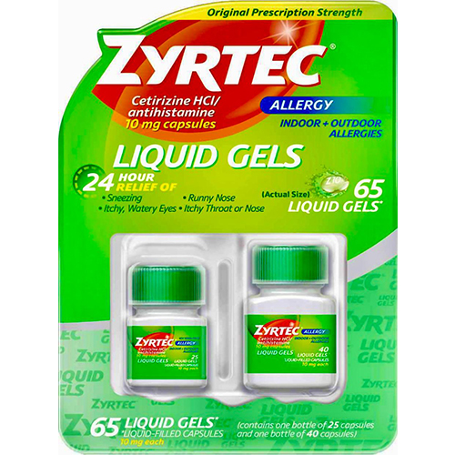 Zyrtec 24-Hour Allergy Relief Medicine Liquid Gels, 65 ct.