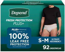 Depend Fresh Protection Plus Incontinence Underwear for Men, size : S / M , 92 Count
