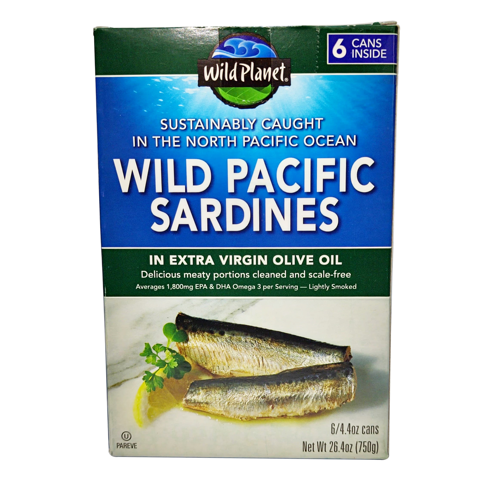 Wild Planet Wild Pacific Sardines in Extra Virgin Olive Oil , 750 G , 6 Can Inside