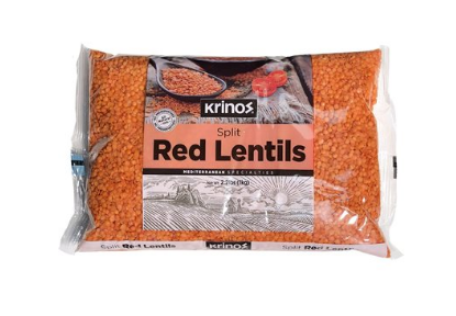 Krinos Red Split Lentils ,2.2lb