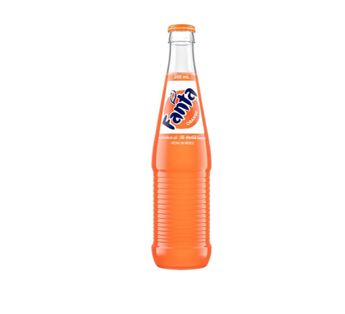 Mexican Fanta Orange Glass Bottle, 12 fl oz