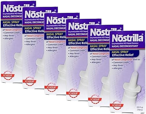 Nostrilla Nasal Decongestant Spray, Stuffy Nose Relief, 0.5 oz (6 Pack)