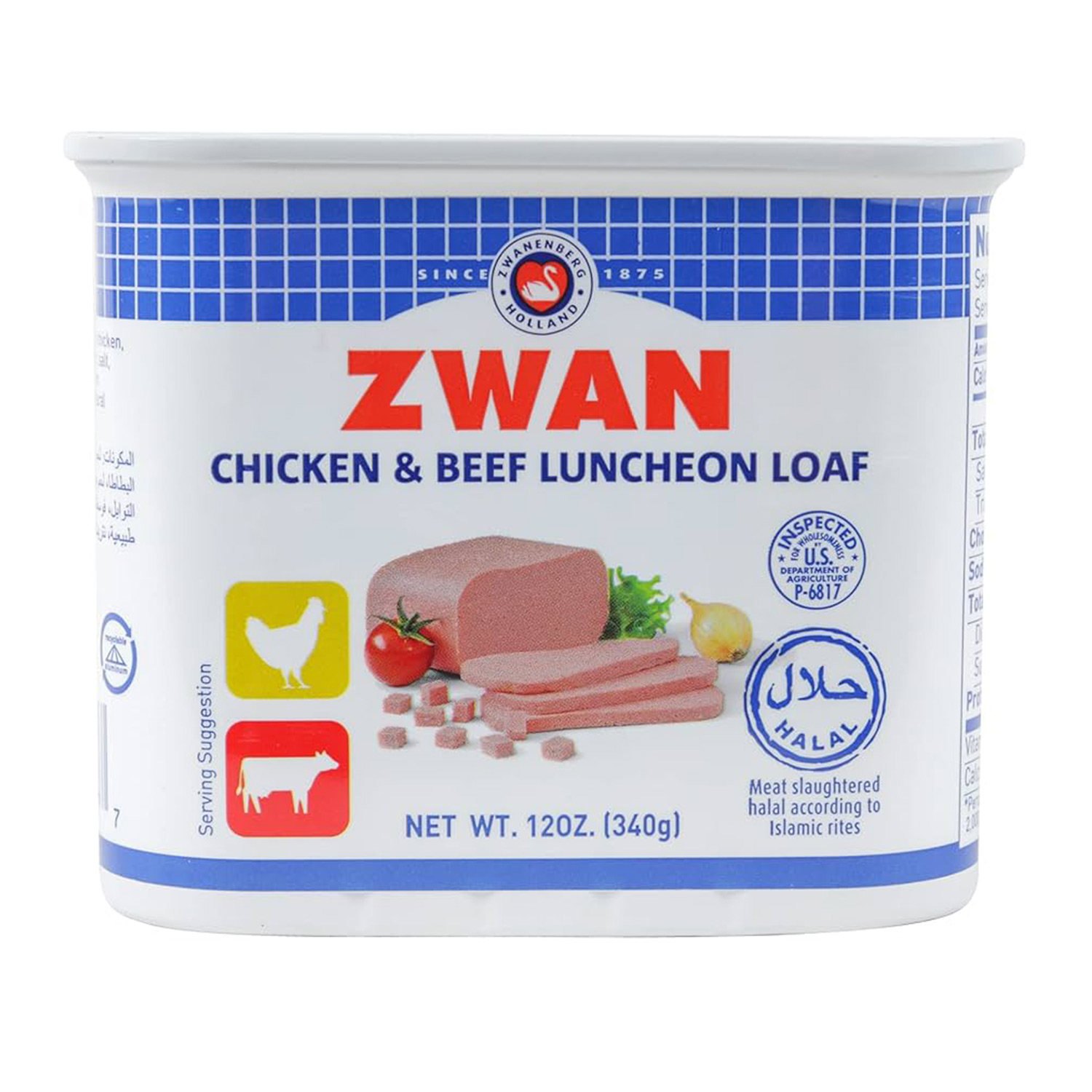 Zwan Luncheon Halal Meat, Chicken/Beef 340g.