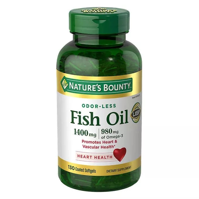 Nature's Bounty ODOR-LESS Fish Oil 1400mg, 980mg Omega-3 130 Coated Softgels