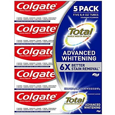 Colgate Total Advanced Whitening Toothpaste, 6.4 oz, 5-Pack