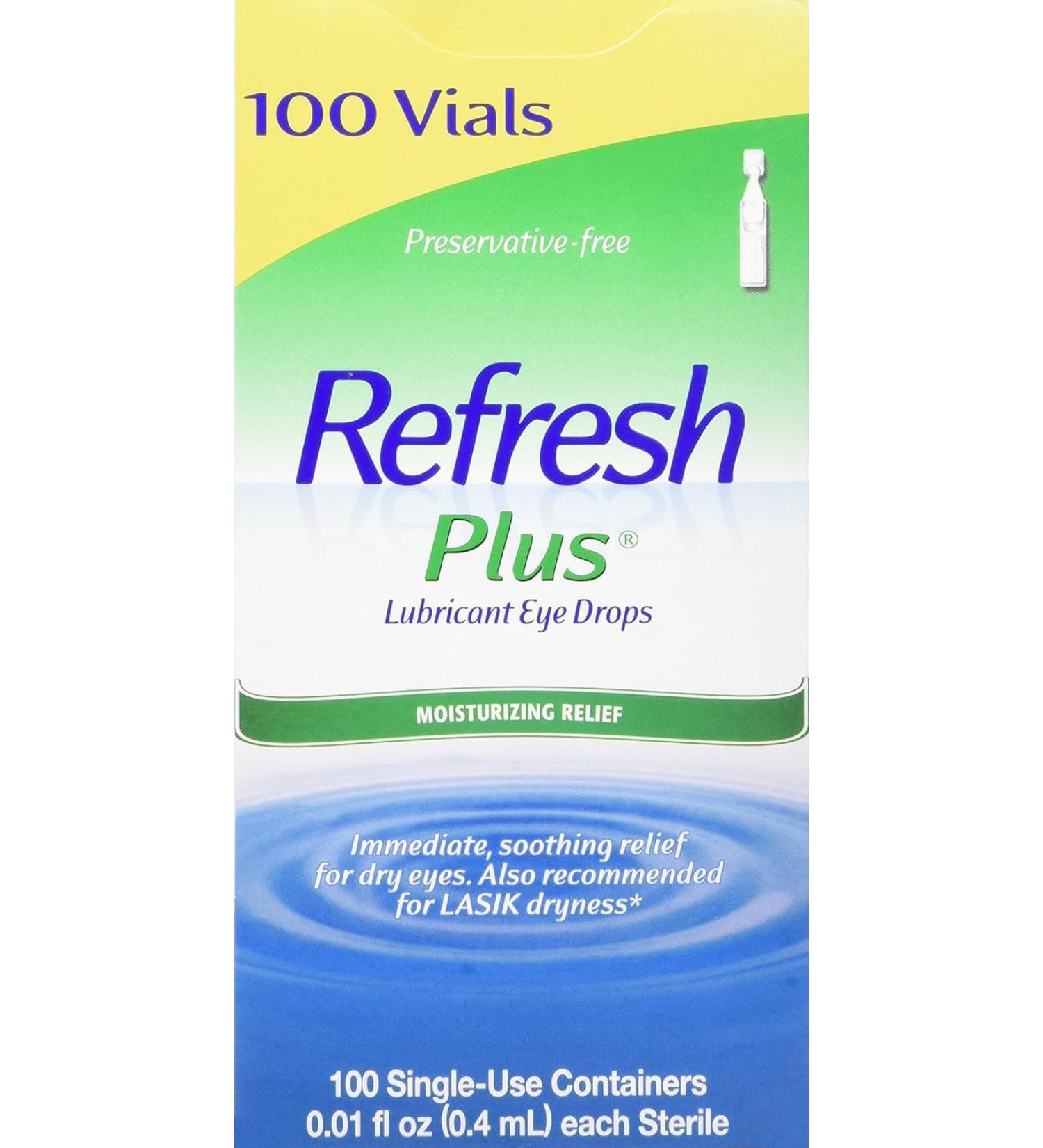 Refresh Plus Lubricant Eye Drops Long Lasting Relief Plus Protection for Mild To Moderate Dry Eye - 100 Single