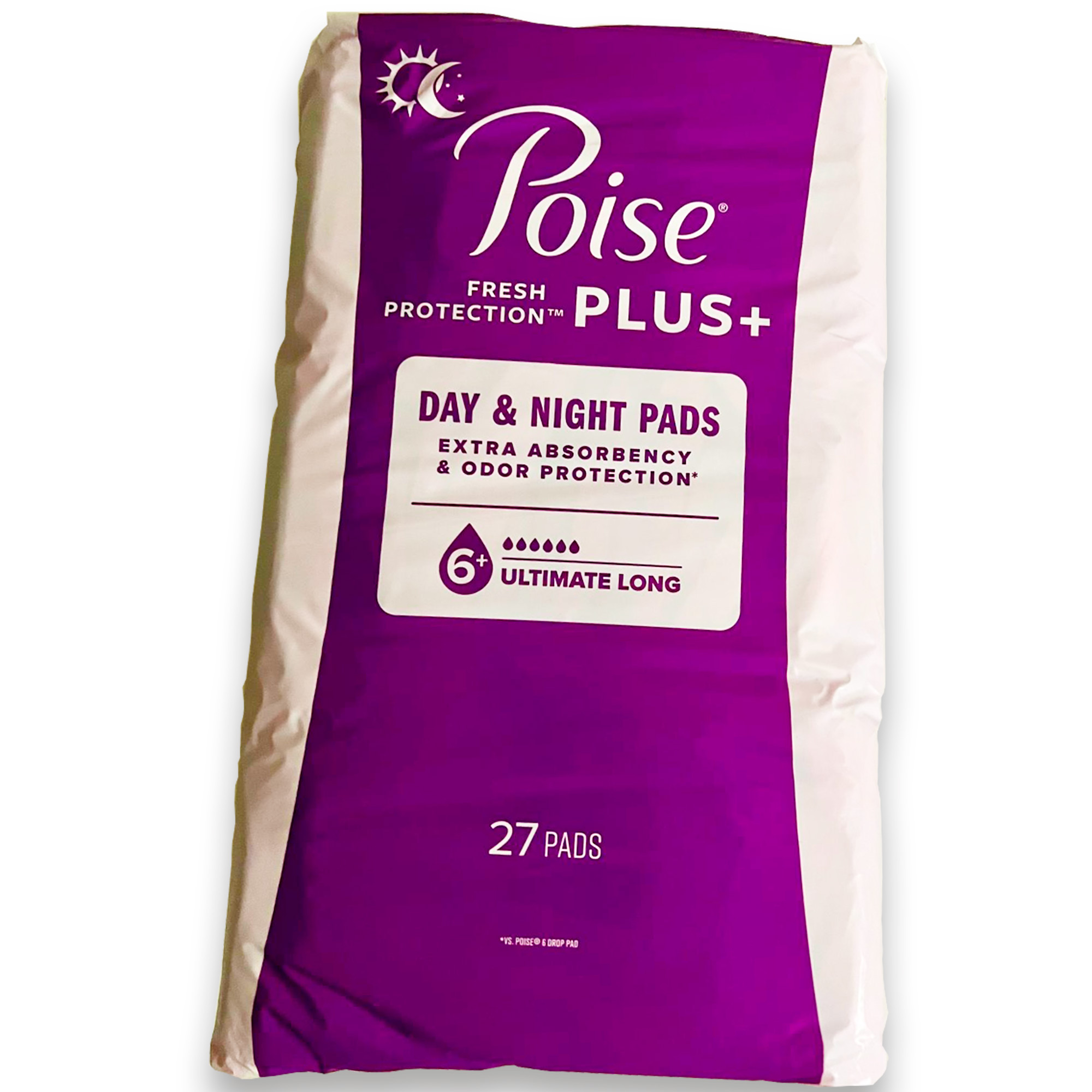 POISE PLUS Extra Absorbency 27 Pads Ultimate Long Length Pads Day & Night Time