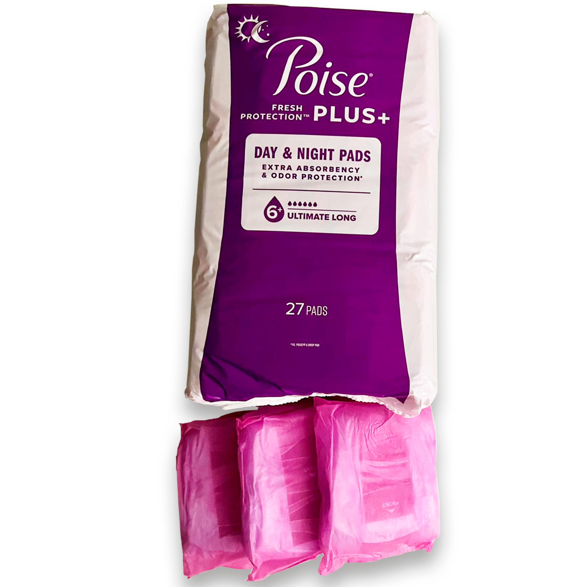 POISE PLUS Extra Absorbency 27 Pads Ultimate Long Length Pads Day & Night Time