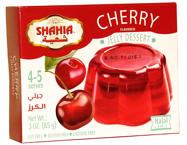 SHAHIA Cherry Jello Halal, 3oz.