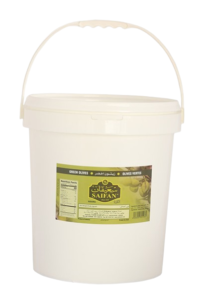 Saifan Lebanese Green Olives  24.5 Lbs