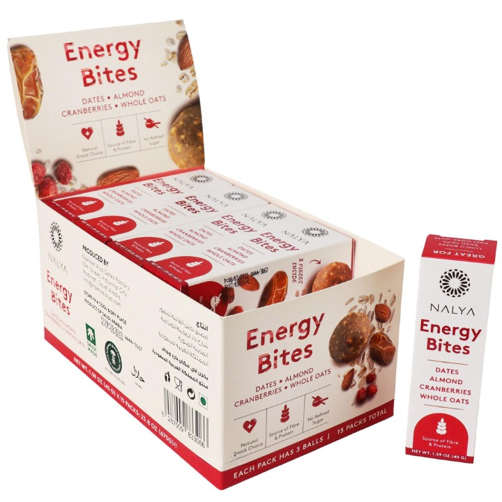 NALYA Dates Energy Bites Almonds, Cranberries. 45 G (15 Pcs)