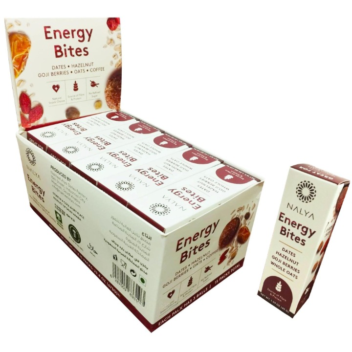 NALYA Dates Energy Bites with Hazelnut, Goji Berries 45 G (15 Pcs)