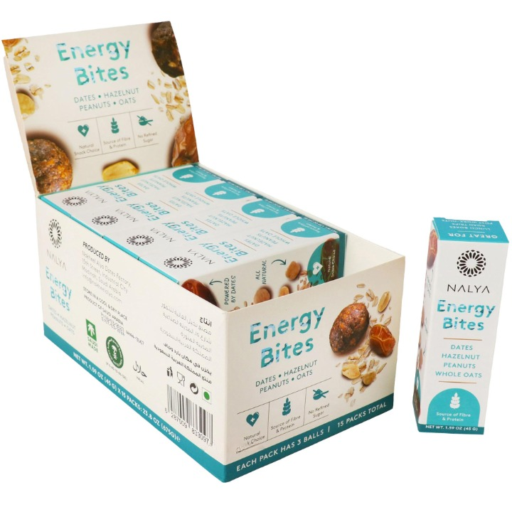NALYA Dates Energy Bites Hazelnut, Peanuts 45 G (15 Pcs)