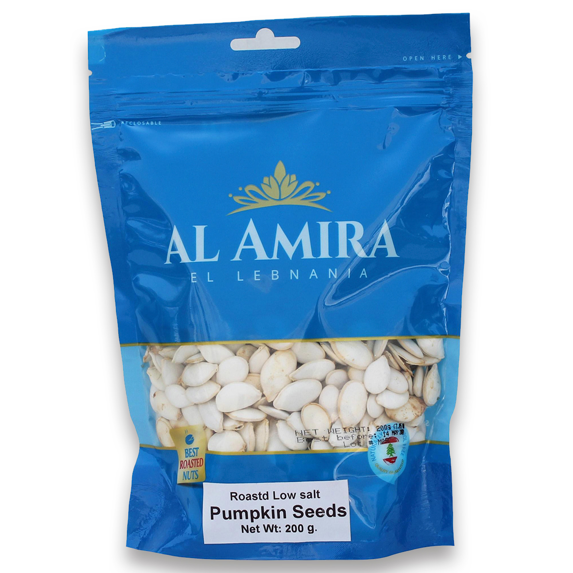 AL AMIRA Roasted Low Salted Pumpkin Seeds, 200g.