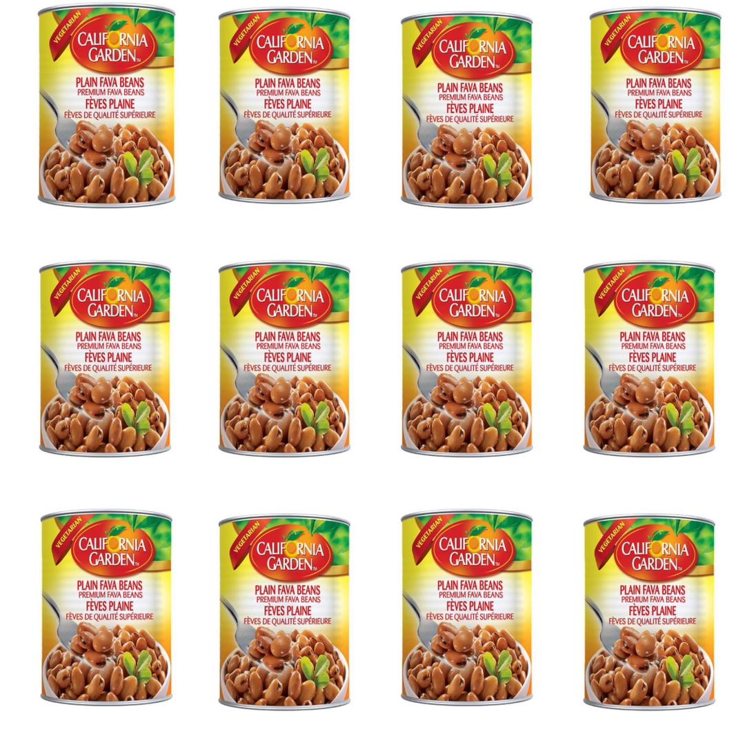 California Garden Plain Fava Beans 12 Cans - 16oz / 450g