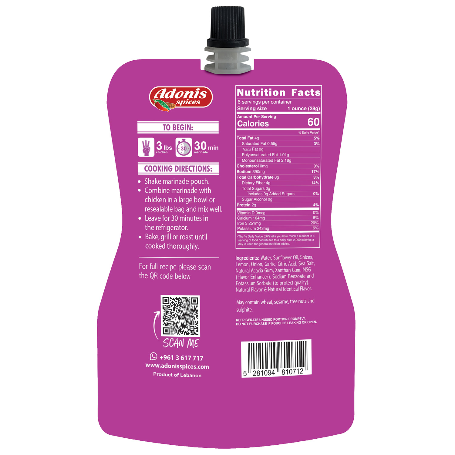 Adonis - Tandoori Chicken Recipe Quick Marinade, 6 Oz