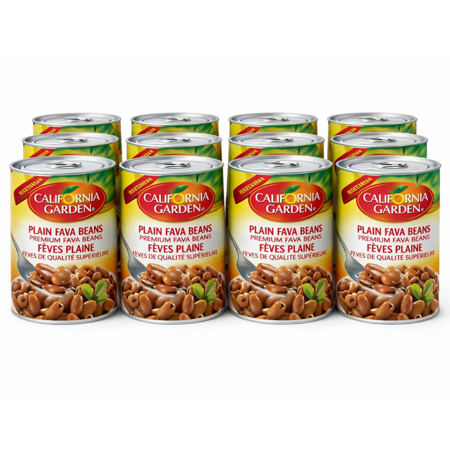 California Garden Plain Fava Beans 12 Cans - 16oz / 450g