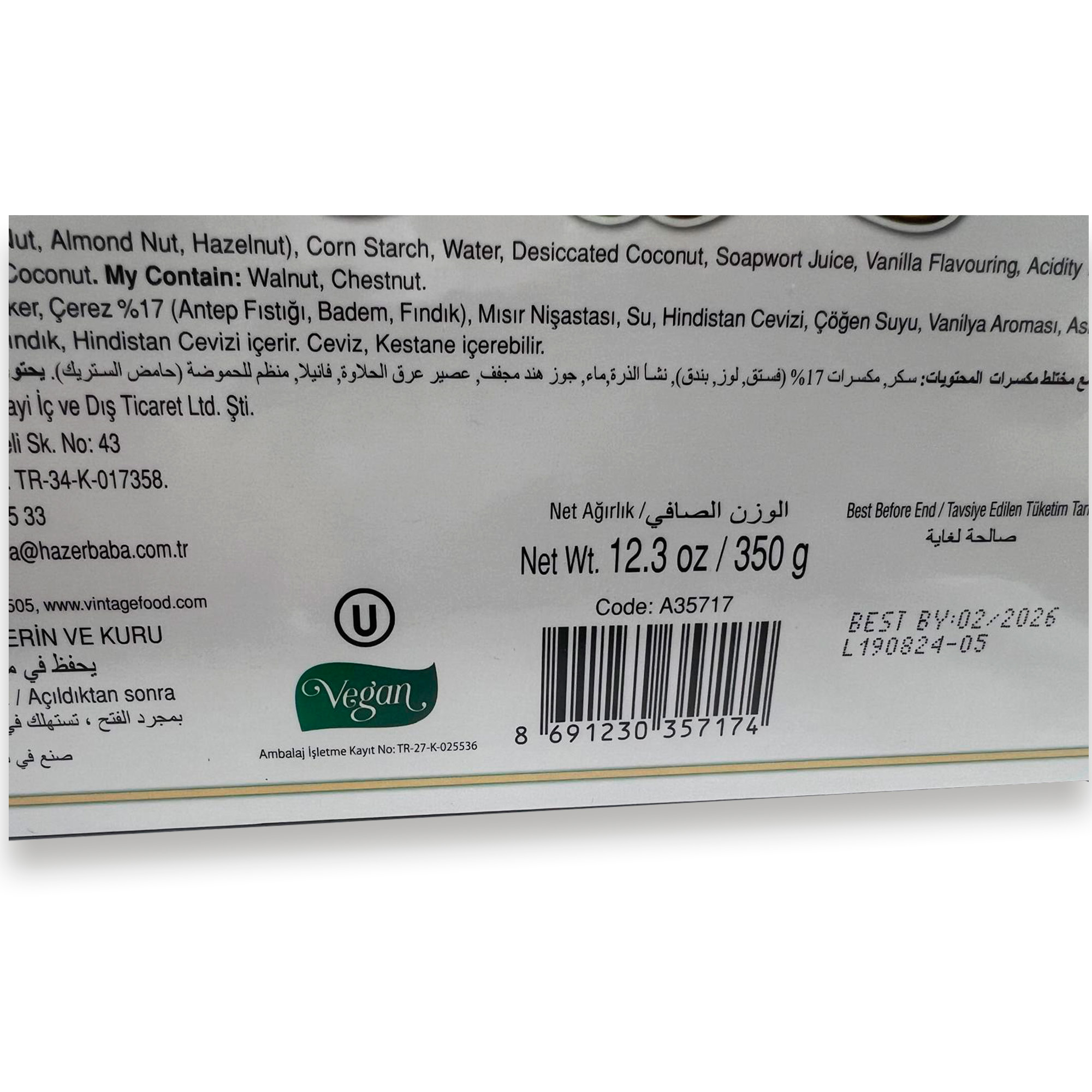 HAZERBABA Mixed Turkish Delight, Assorted Batons, 6 in 1 , 350g