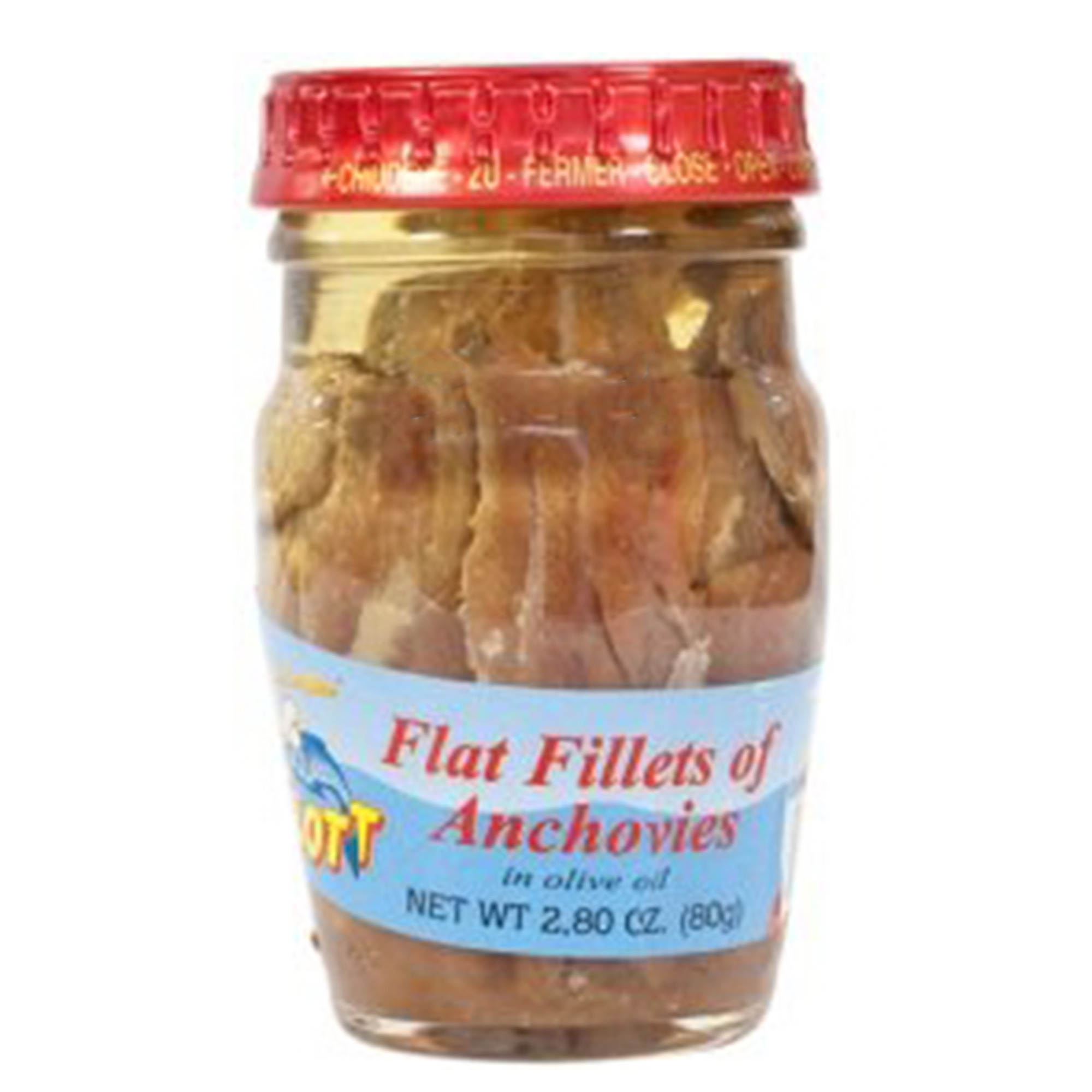 FLOTT Flat Fillets of Anchovies in Olive Oil, 2.80 OZ.